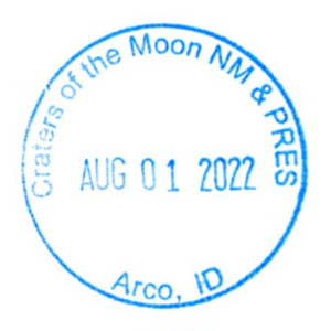 Craters of the Moon NM & PRES - Stamp